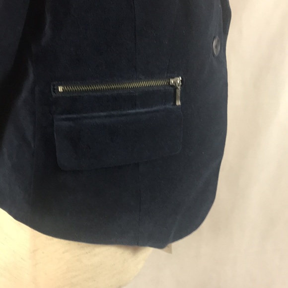 NWT Hinge Velvet Cropped Navy Blue Blazer with Suede Lapel Size M - Picture 6 of 11